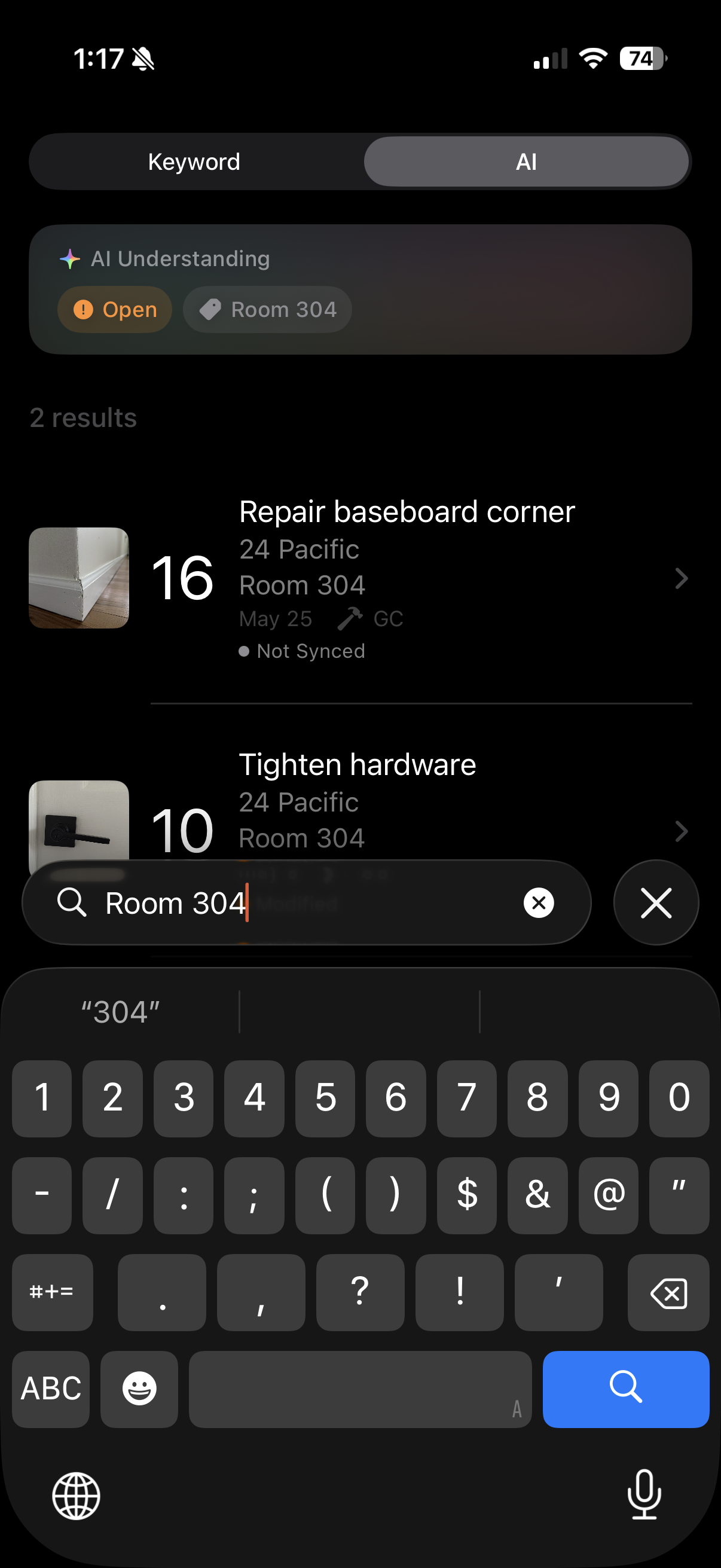 AI Search screen